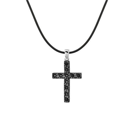 Collana Bliss new stella in Oro bianco Diamante Black 0.07 Ct 20115687 - 20115687